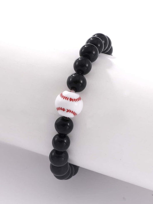 Pulseras de Hombre Black piedra Brillosa Pelota béisbol  (contenido 1pzas)