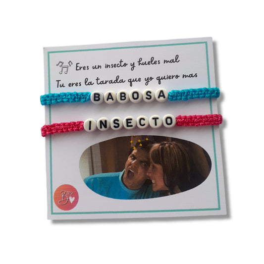 Pulseras Tejidas Familia Peluche Insecto,Babosa (Contenido 2 pzas)